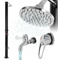 ML-Design Zonnedouche 20L met voetdouche en regendouchekop 217 cm Zwart ML-Design