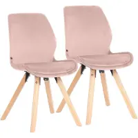 CLP Luna Set van 2 Eetkamerstoel - Modern - Rugleuning - 136 kg - Fluweel/roze