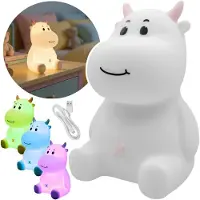 Sarcia.eu Mary’s Siliconen LED-nachtlampje Koe voor meisjes, slaaplampje voor in de kamer, USB warm RGB-licht