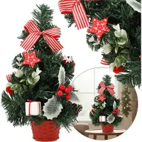 Sarcia.eu KLEINE Kunstkerstboom, rood met hulst in pot, VERSIERD 30 cm