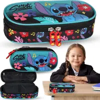 Sarcia.eu DISNEY Stitch Mint-zwart COMPARTIMENTEN etui voor schoolpotloden, zakje voor meisje 5x20x9cm