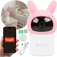 Sarcia.eu Mary's Draaibare elektronische babyfoon, kindercamera konijn, WiFi TUYA, bewegingsdetectie, USB