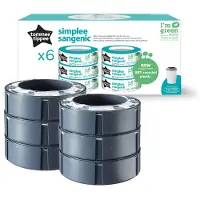 Tommee tippee Simplee Sangenic navulcassette Set van 6 navulcassettes, alleen geschikt voor de Simplee Sangenic luieremmers, geurbestrijding en antibacteriële werking, 100% gerecycled frame