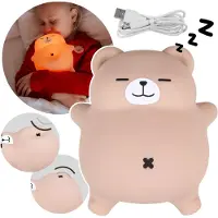 Sarcia.eu Mary's Ademende LED-nachtlampje, Snurkende Beer, zacht, voor de kinderkamer, USB-regelbare verlichting, siliconen