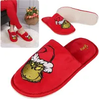 Sarcia.eu The Grinch Damesslippers, rood, velours huisschoenen