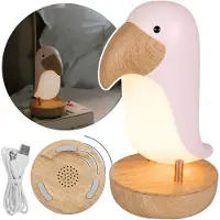 Sarcia.eu Mary's LED-nachtlampje roze toekan, lamp voor in de kamer met Bluetooth-luidspreker, USB warm licht
