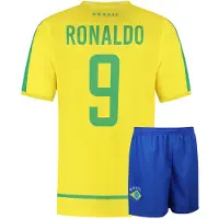 Kingdo Brazilie Voetbaltenue Thuis Ronaldo - WK 2002 - Voetbal Tenue Kinderen - Shirt en Broekje - Jongens en Meisjes - Volwassenen - Heren en Dames - Maat 164