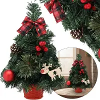 Sarcia.eu KLEINE Kunstkerstboom, rood met een ster van Bethlehem in een pot, VERSIERD 30 cm