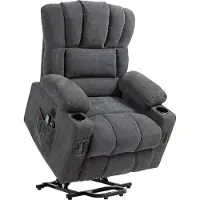 HOMCOM Multifunctionele elektrische sta-op stoel Polyester 93L x 91B x 110H cm Donkergrijs