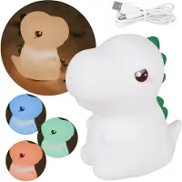Sarcia.eu Mary's Siliconen LED-nachtlampje, T-REX-dinosaurus, slaaplampje voor de kinderkamer, USB warm RGB-licht