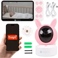 Sarcia.eu Mary's Babyfoon, babycamera met monitor, Konijn 2in1, slaapliedjes, WiFi TUYA, USB