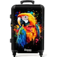 NoBoringSuitcases.com - Kinderkoffer - Kindertrolley - Kleurrijke papegaai met graffiti - Koffer kind groot - Rolkoffer lichtgewicht - Reiskoffer met 4 wielen - Grote trolley XL - 20 kg bagage