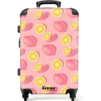 NoBoringSuitcases.com - Koffer groot - Rolkoffer lichtgewicht - Patroon van roze en gele citroenen - Reiskoffer met 4 wielen - Grote trolley XL - 20 kg bagage