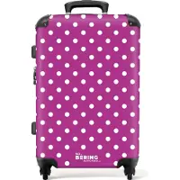 NoBoringSuitcases.com - Koffer groot - Rolkoffer lichtgewicht - Witte stippen op paarse achtergrond - Reiskoffer met 4 wielen - Grote trolley XL - 20 kg bagage