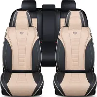 BREMER SITZBEZÜGE Universele autostoelhoezen voor personenauto s & SUVs – Premium complete stoelhoezenset Schwarz/Beige, hoogwaardige afwerking, meer zitcomfort, airbagcompatibel, voor voor- en achterstoelen