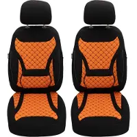 BREMER SITZBEZÜGE Autostoelhoezen voor Renault Megane BJ 2008-16 – Stoelhoezen voor bestuurder en passagier in Zwart/Oranje