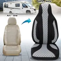 BREMER SITZBEZÜGE Premium Camper stoelhoezen voor Dethleffs WPL401 in Zwart/Grijs (2 losse stoelen)