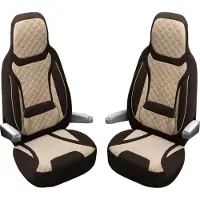 BREMER SITZBEZÜGE Premium Camper stoelhoezen voor Hobby Optima ONTOUR Edition F T2 in Bruin/Beige (2 losse stoelen)