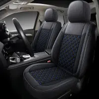 Auto Interieur Meester Autostoelhoezen voor Renault Koleos 2 | Set van 2 | Hoogwaardig Kunstleer (Skai) | CLS903 | Zwart met blauwe stiknaden