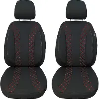 BREMER SITZBEZÜGE Autostoelhoezen voor Toyota Hilux BJ 2005-15 – Stoelhoezen voor bestuurder en passagier in Zwart/Rood