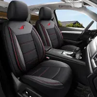 Auto Interieur Meester Autostoelhoezen voor Suzuki SX4 S-Cross | Set van 2 | AIE401 | Zwart met rode stiknaden