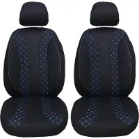BREMER SITZBEZÜGE Autostoelhoezen voor VW Golf BJ vanaf 2019 – Stoelhoezen voor bestuurder en passagier in Zwart/Blauw