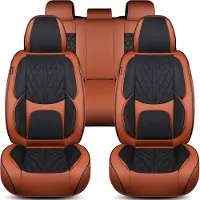 BREMER SITZBEZÜGE Universele autostoelhoezen voor personenauto s & SUVs – Premium complete stoelhoezenset Schwarz/Dunkelorange, hoogwaardige afwerking, meer zitcomfort, airbagcompatibel, voor voor- en achterstoelen