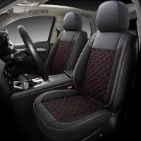 Auto Interieur Meester Autostoelhoezen voor Renault Clio 5 | Set van 2 | Hoogwaardig Kunstleer (Skai) | CLS901 | Zwart met rode stiknaden