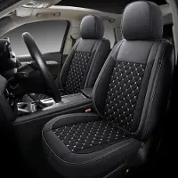 Auto Interieur Meester Autostoelhoezen voor Peugeot 206 206+ | Set van 2 | Hoogwaardig Kunstleer (Skai) | CLS902 | Zwart met witte stiknaden