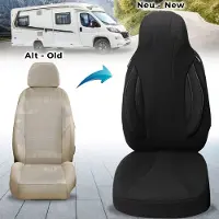 BREMER SITZBEZÜGE Premium Camper stoelhoezen voor Frankia WPL403 in Zwart (2 losse stoelen)