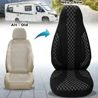 BREMER SITZBEZÜGE Premium Camper stoelhoezen voor LMC WPL408 in Zwart/Wit (2 losse stoelen)