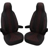 BREMER SITZBEZÜGE Premium Camper stoelhoezen voor Benimar WPL402 in Zwart/Rood (2 losse stoelen)