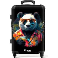 NoBoringSuitcases.com - Koffer groot - Rolkoffer lichtgewicht - Panda als tropische straatkunst - Reiskoffer met 4 wielen - Grote trolley XL - 20 kg bagage
