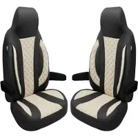 BREMER SITZBEZÜGE Premium Camper stoelhoezen voor Bürstner WPL410 in Zwart/Beige (2 losse stoelen)