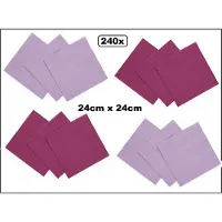 Wefiesta 240x Servetten zwart en lila 24cm x 24cm - 3 laags - Cocktail servet diner eten knoeien restaurant BBQ thema feest verjaardag feest WK