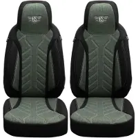 BREMER SITZBEZÜGE Premium Camper stoelhoezen voor La Marca Ducato Jumper Boxer PLKT213 in Zwart/Olijfgroen (2 losse stoelen)