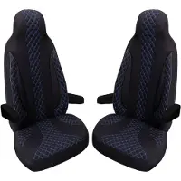 BREMER SITZBEZÜGE Premium Camper stoelhoezen voor Eura Mobil WPL406 in Zwart/Blauw (2 losse stoelen)