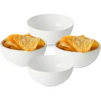 Excellent houseware Soep Kommetjes - 4x - Serveer schaaltjes - Bologna - keramiek - D15 x H6 cm - wit - Stapelbaar