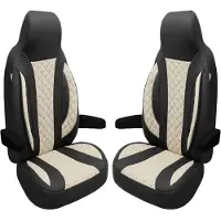 BREMER SITZBEZÜGE Premium Camper stoelhoezen voor Rapido WPL410 in Zwart/Beige (2 losse stoelen)