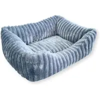 4L Textil Bella plush dog bed, small dogs, cats, dog basket 60 x 40 cm, fully washable, cuddly soft plush, wide ribbed structure, silicone fiber filling - grafit