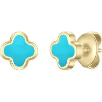 Glanzstücke Oorbellen aqua / goudgeel