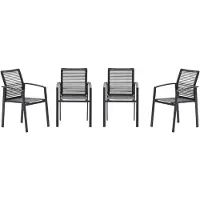Garden Impressions Cosmo tuinstoelen set van 4 carbon black / rope dark grey
