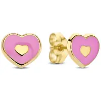 New Bling Oorknopjes – 9NBG-1058 – 14K Goud – Hart Roze – 6,3 mm