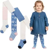 Sarcia.eu Set van 3 paar panty's voor meisjes, zachte, comfortabele panty's voor meisjes voor de winter 12-18 m 80 cm