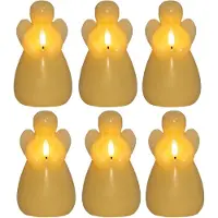 Anna's Collection LED kaars engel - 6x - ivoor - 14 x 8 cm - met timer - op batterijen - kerst - kerstkaarsen