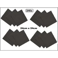Wefiesta 240x Servetten zwart 24cm x 24cm - 3 laags - Cocktail servet diner eten knoeien restaurant BBQ thema feest verjaardag feest WK