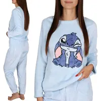 Sarcia.eu DISNEY Stitch Blauwe, POLAR, tweedelige pyjama voor dames, WARME pyjama met lange mouwen