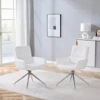 STILVORA Eetkamerstoel – Draaibaar – Set Van 2 – Comfortabel Met Zachte Vulling – Voor Eetkamer En Lounge – PU-Leer Wit