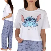 Sarcia.eu DISNEY Stitch Katoenen, tweedelige pyjama voor dames, pyjama met korte mouwen, 100% katoen