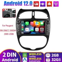 None Autoradio - 7 inch, 2-DIN, Android 13, CarPlay-ondersteuning - met GPS | 2 GB + 32 GB, Bluetooth, AHD-camera - Geschikt voor Peugeot 206, 206CC, 206SW (modeljaren 2000-2008)